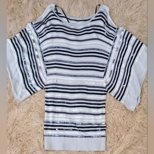 BEBE  100% rayon wide sleeve sequin top (or can be worn as dress) M